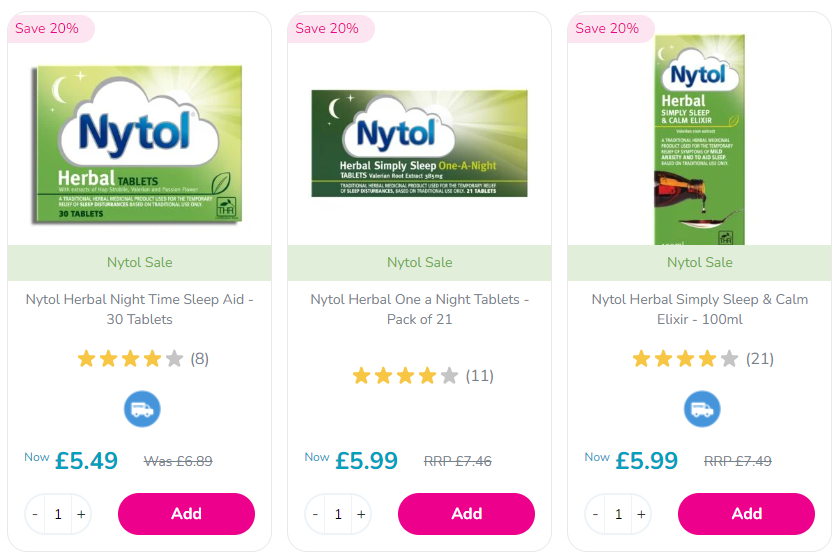 Nytol Sleeping Tablets, Pills, & Syrup