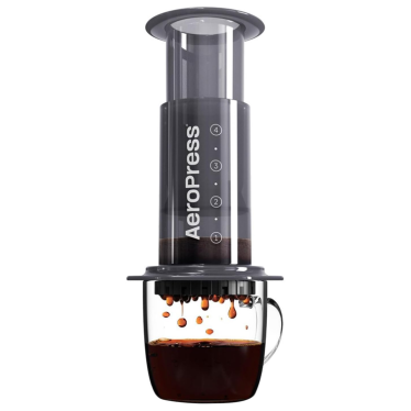 AeroPress Coffee and Espresso Maker - Quickly Makes Delicious Coffee Without Bitterness - 1 to 3 Cups Per Pressing, Black