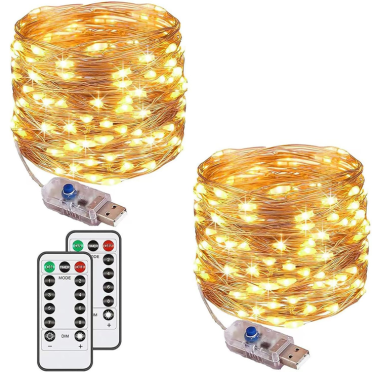 Augone [2 Pack] Fairy String Lights, 120LED 12M/40Ft 8 Modes USB Plug in Powered Lights