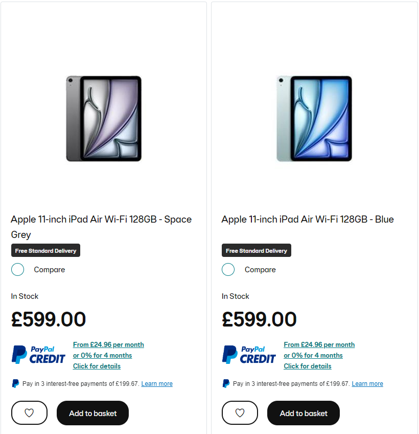 Apple iPad Air 2024 range