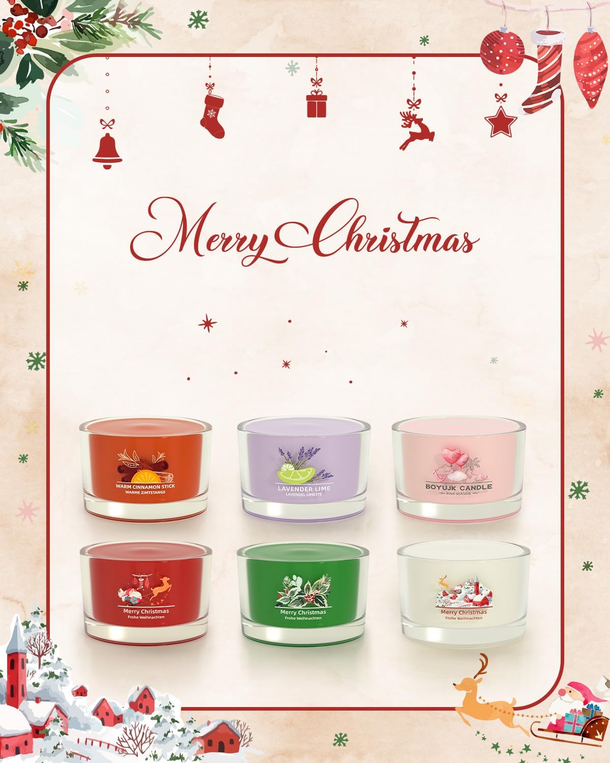 BOYUJK Christmas Candle, 6 packs